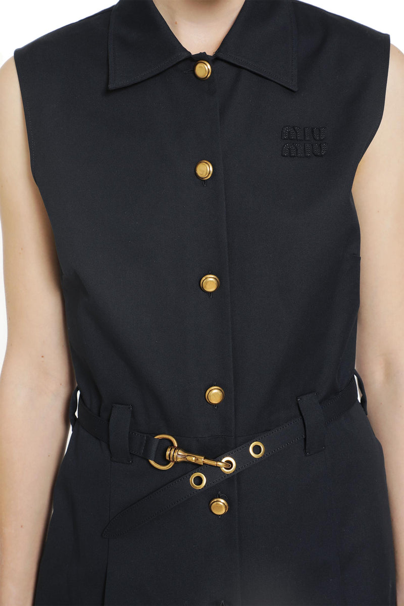 MIU MIU Cotton Gabardine Shirt Mini Dress woman