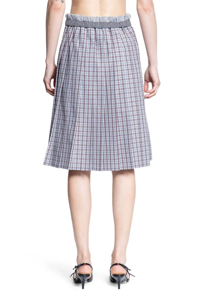 MIU MIU Pleated Check Cotton Poplin Skirt woman
