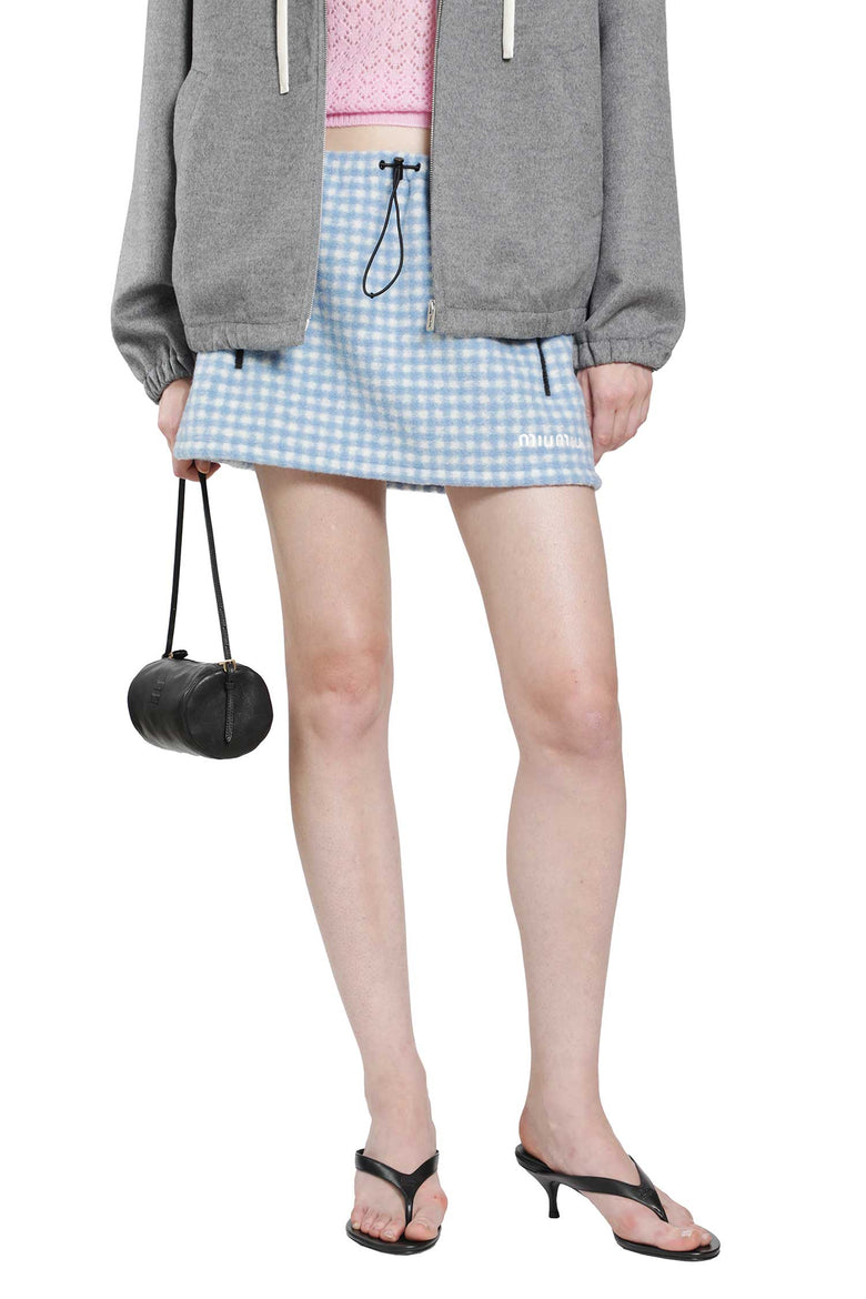 MIU MIU Vichy Fleece Mini Skirt woman