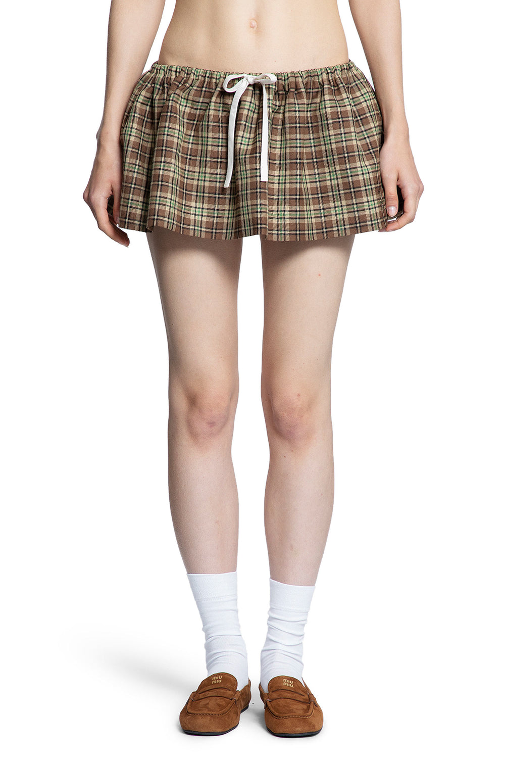 Check Wool Mini Skirt