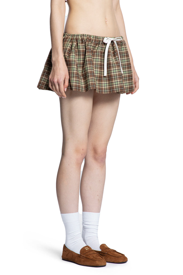Check Wool Mini Skirt