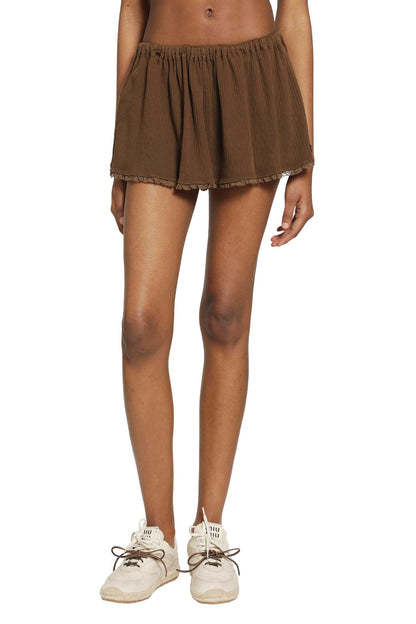 Garment-Dyed Cotton Mini Skirt