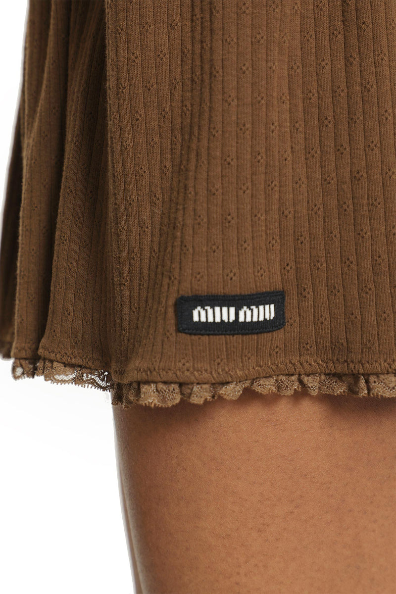 MIU MIU Garment-Dyed Cotton Mini Skirt woman