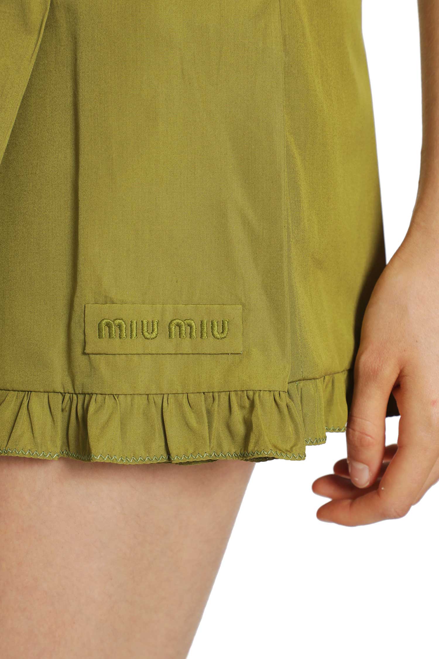 Pleated Poplin Mini Skirt