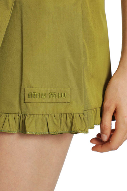 Pleated Poplin Mini Skirt