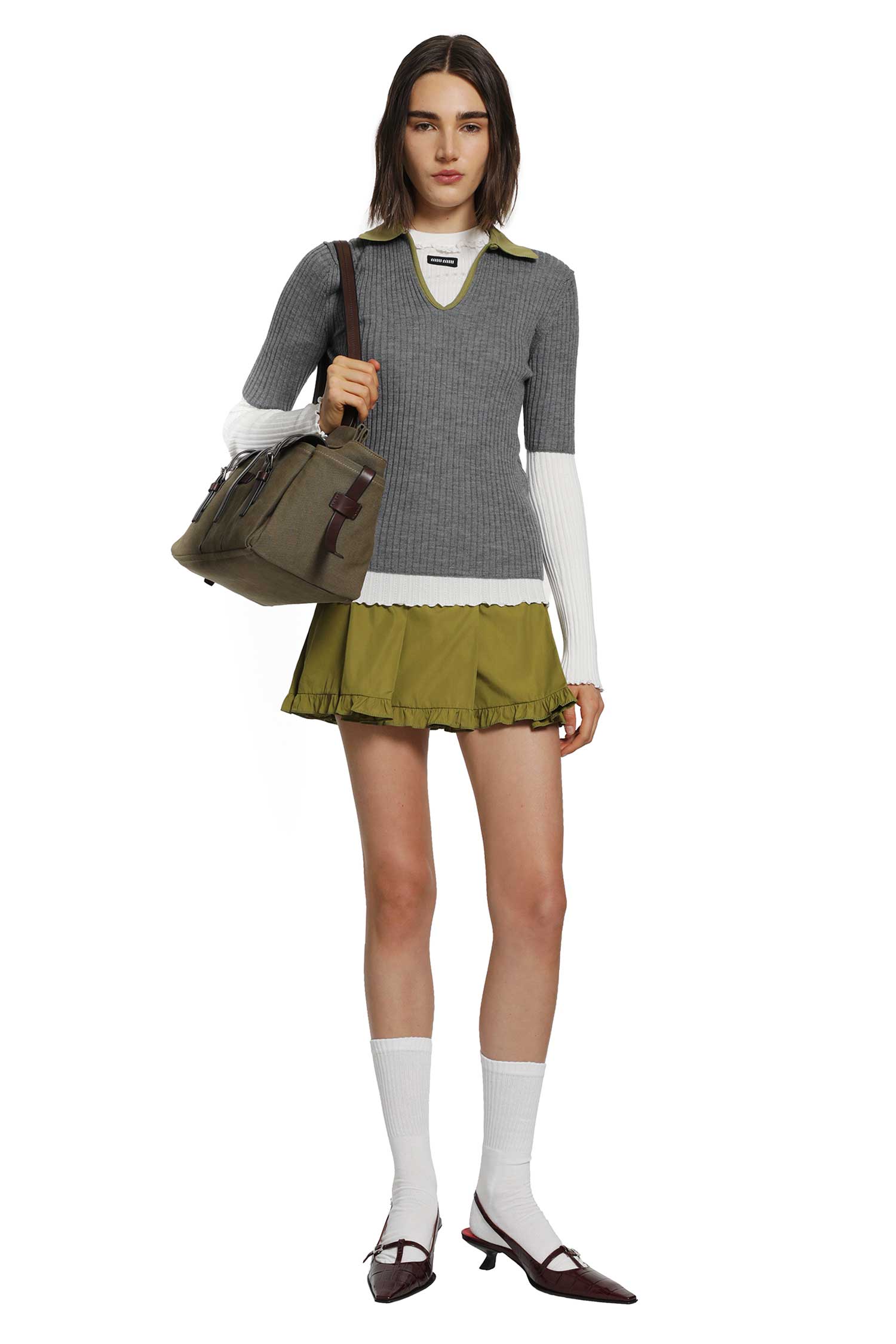 MIU MIU Pleated Poplin Mini Skirt woman