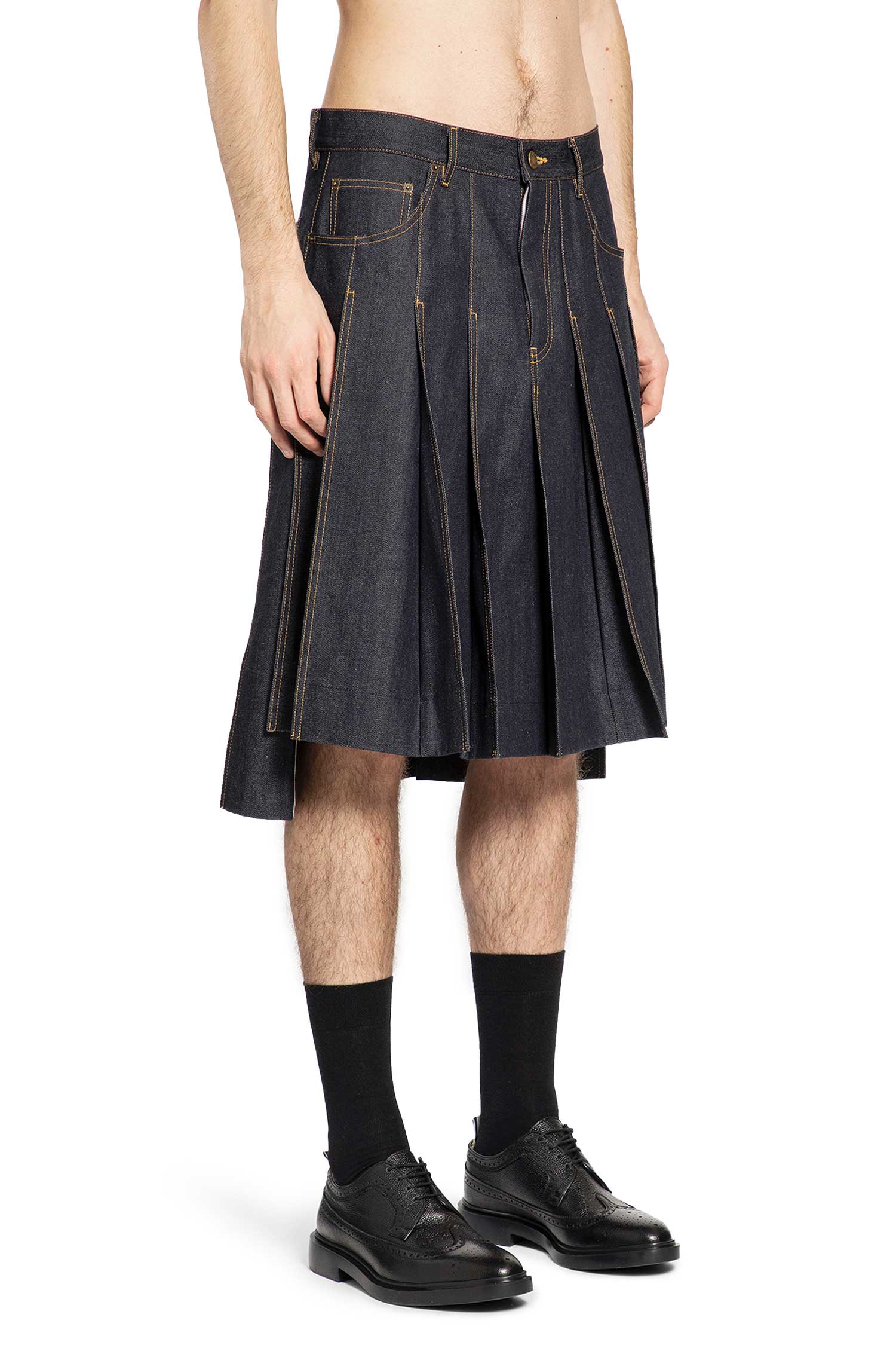 5 Pocket Pleated Skirt in Japanese Selvedge Denim