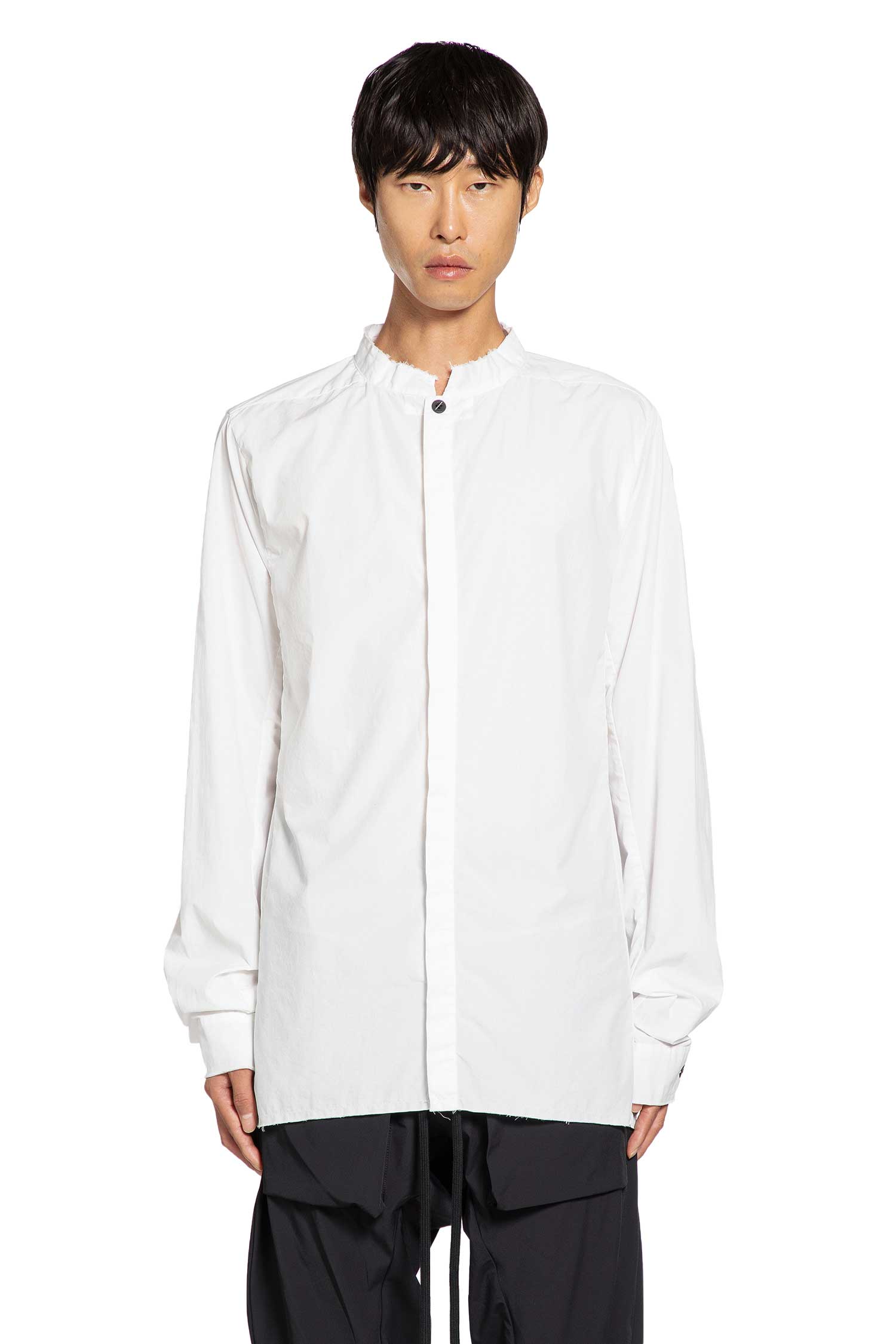 Cotton Poplin Stand Collar Shirt