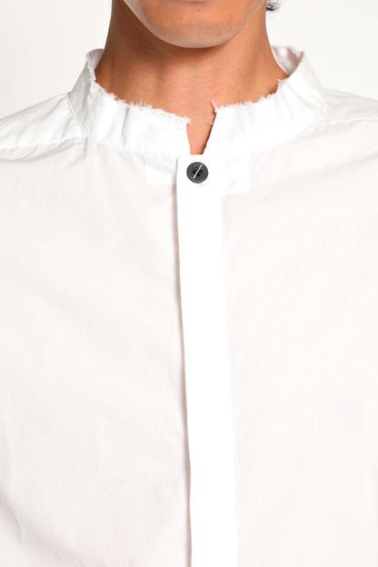 Cotton Poplin Stand Collar Shirt
