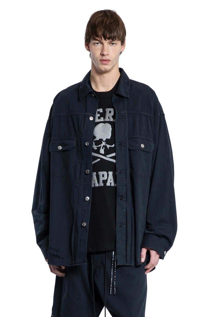 Skull Distressed Denim Shirt - Antonioli.eu