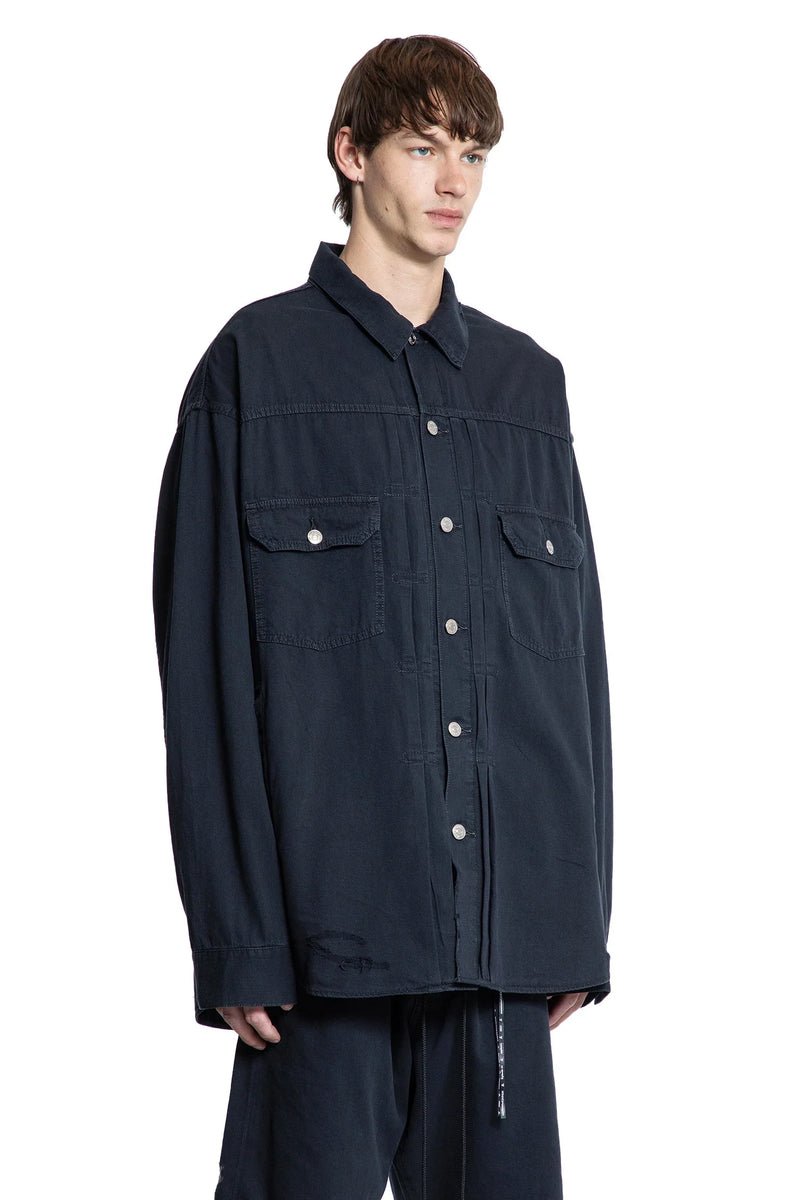 Skull Distressed Denim Shirt - Antonioli.eu