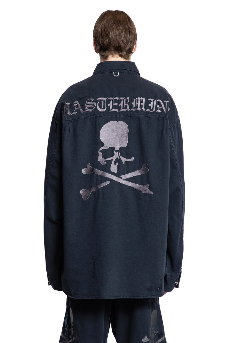 Skull Distressed Denim Shirt - Antonioli.eu