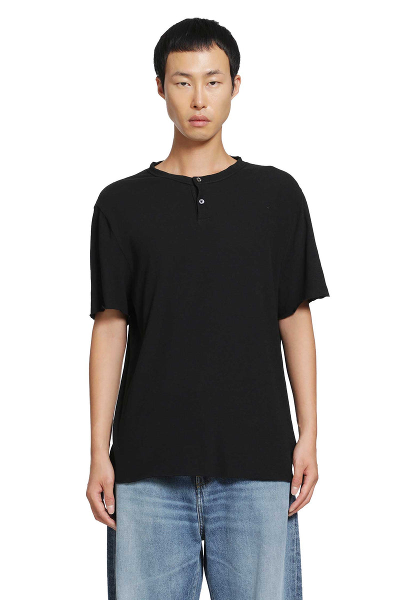 JAMES PERSE Slub Jersey Short Sleeve Henley T-Shirt man