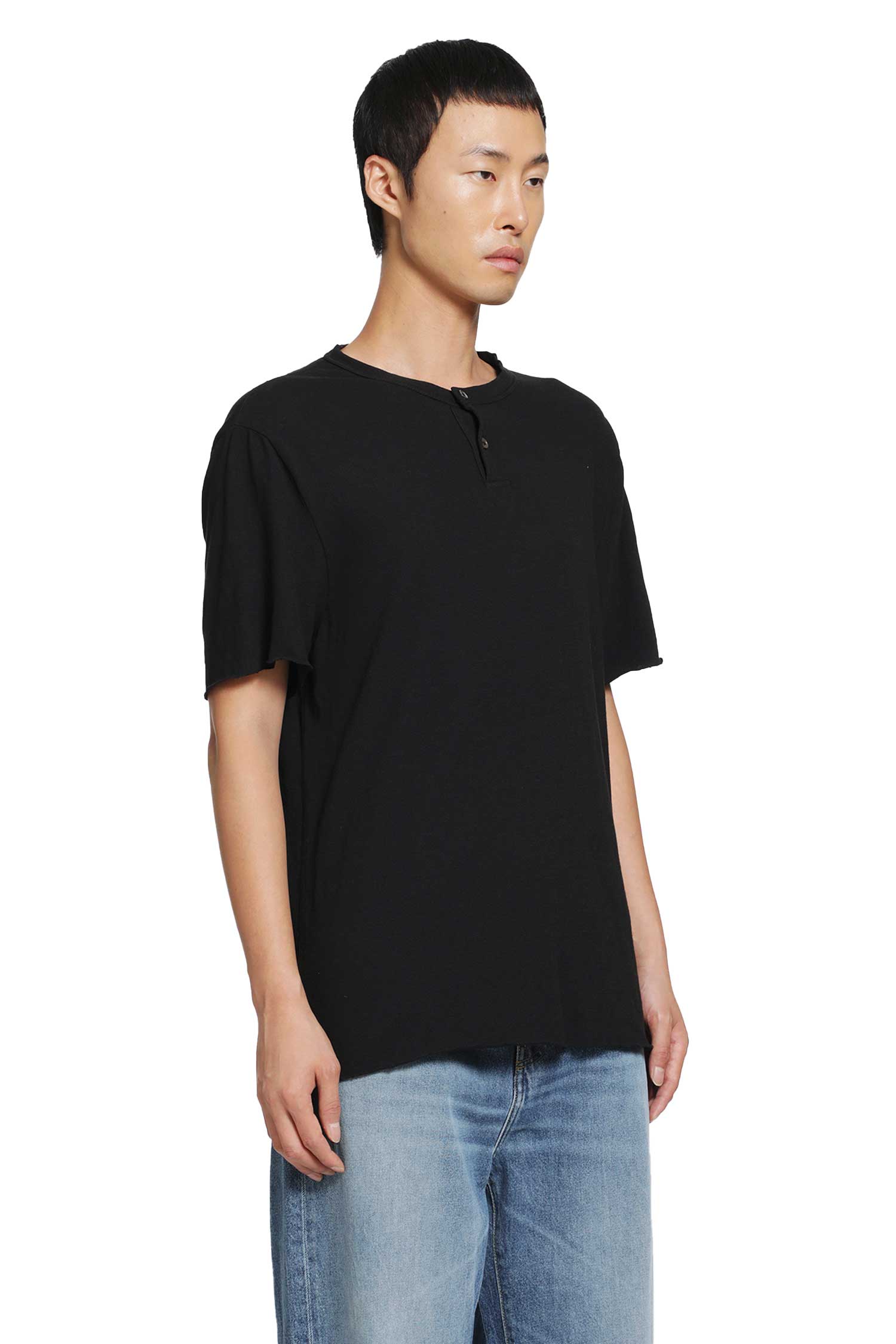 JAMES PERSE Slub Jersey Short Sleeve Henley T-Shirt man