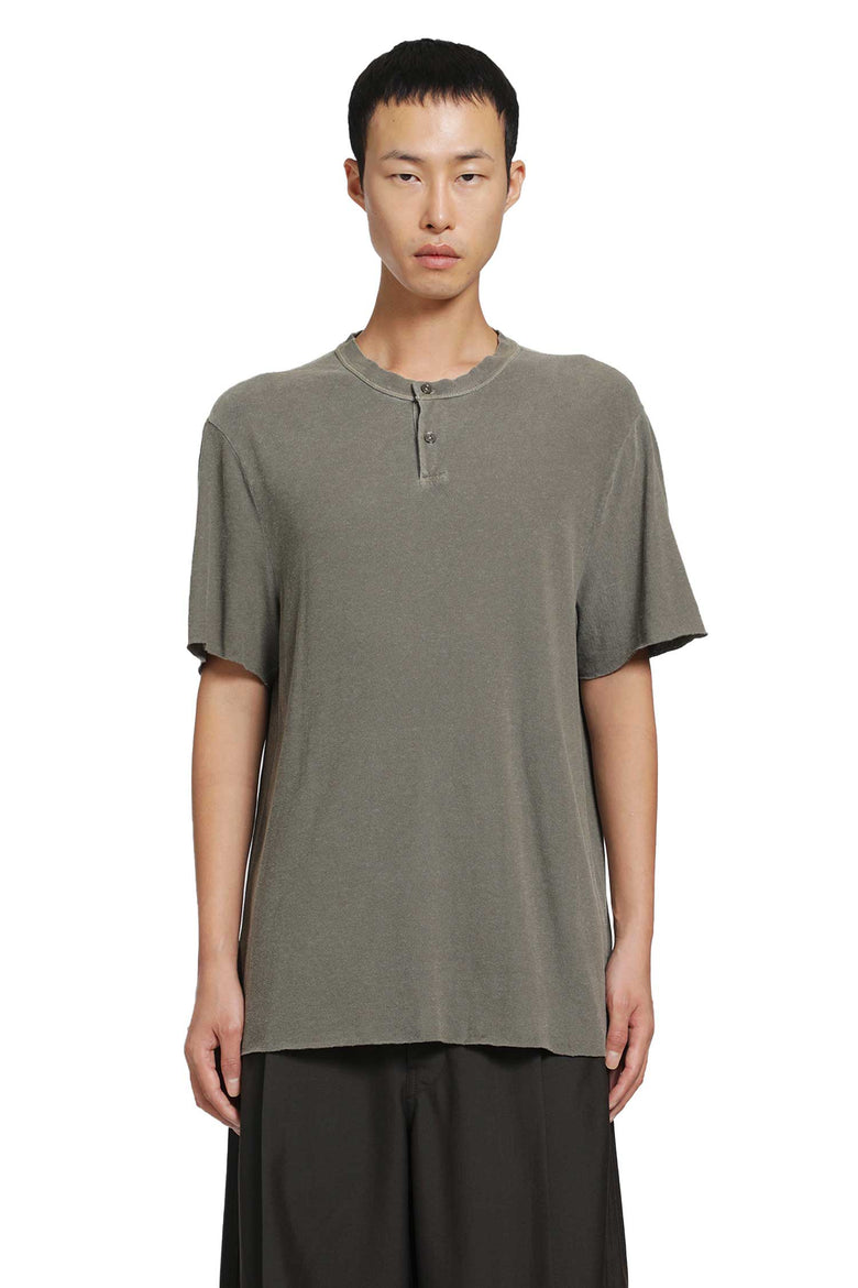 JAMES PERSE Slub Jersey Short Sleeve Henley T-Shirt man
