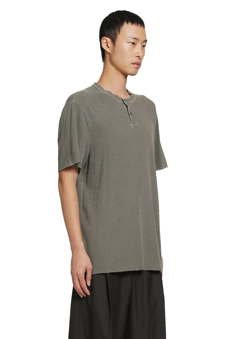 JAMES PERSE Slub Jersey Short Sleeve Henley T-Shirt man