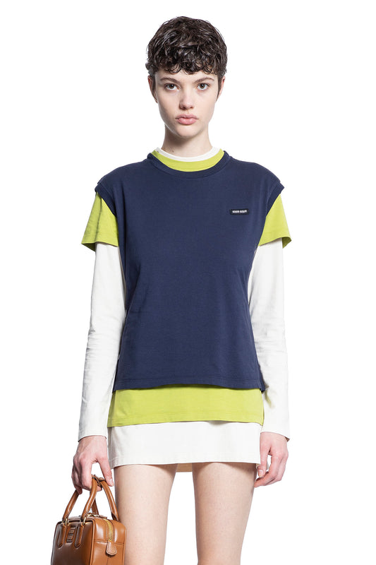 MIU MIU WOMAN MULTICOLOR T-SHIRTS & TANK TOPS