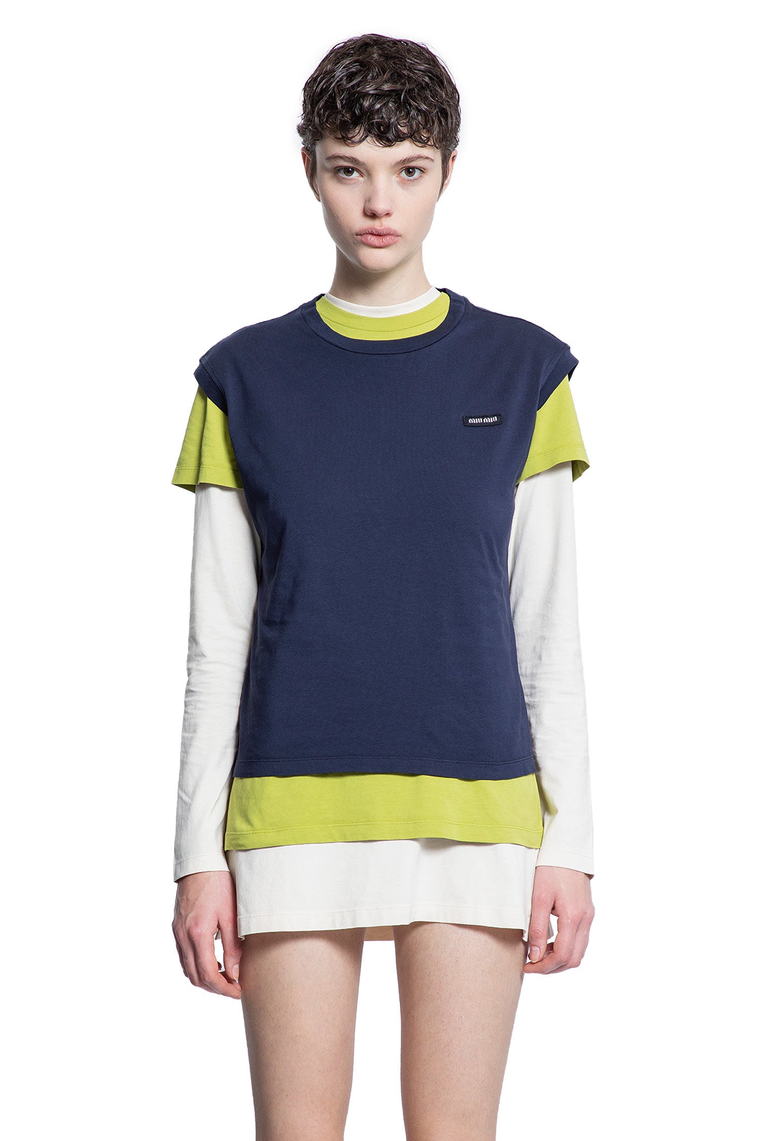 MIU MIU WOMAN MULTICOLOR T-SHIRTS & TANK TOPS