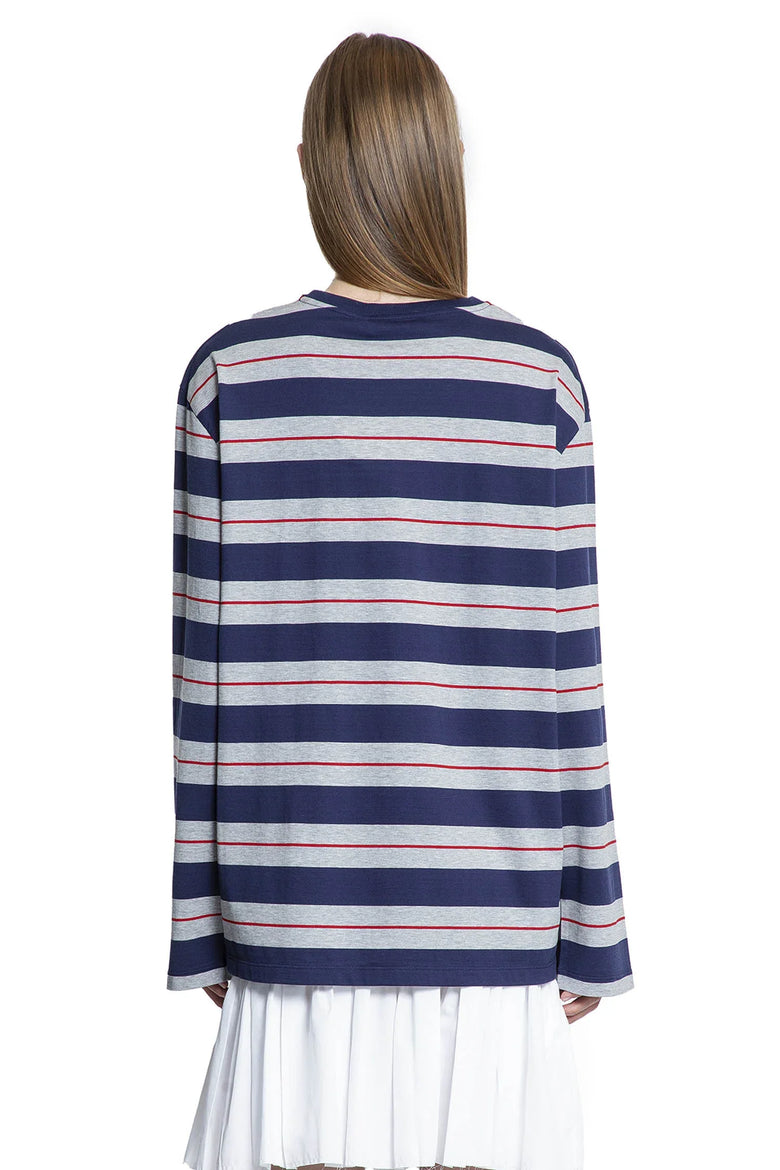 MIU MIU Striped Cotton Jersey Long Sleeve T-Shirt woman