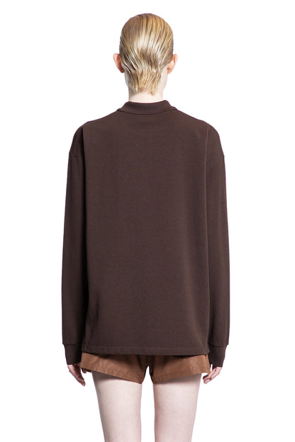 MIU MIU WOMAN BROWN T-SHIRTS & TANK TOPS