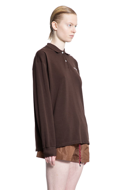 MIU MIU WOMAN BROWN T-SHIRTS & TANK TOPS