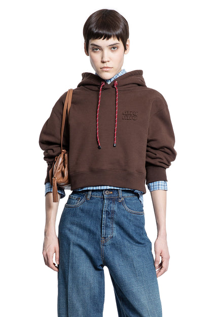 MIU MIU WOMAN BROWN SWEATSHIRTS