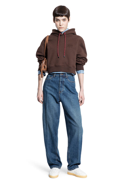 MIU MIU WOMAN BROWN SWEATSHIRTS