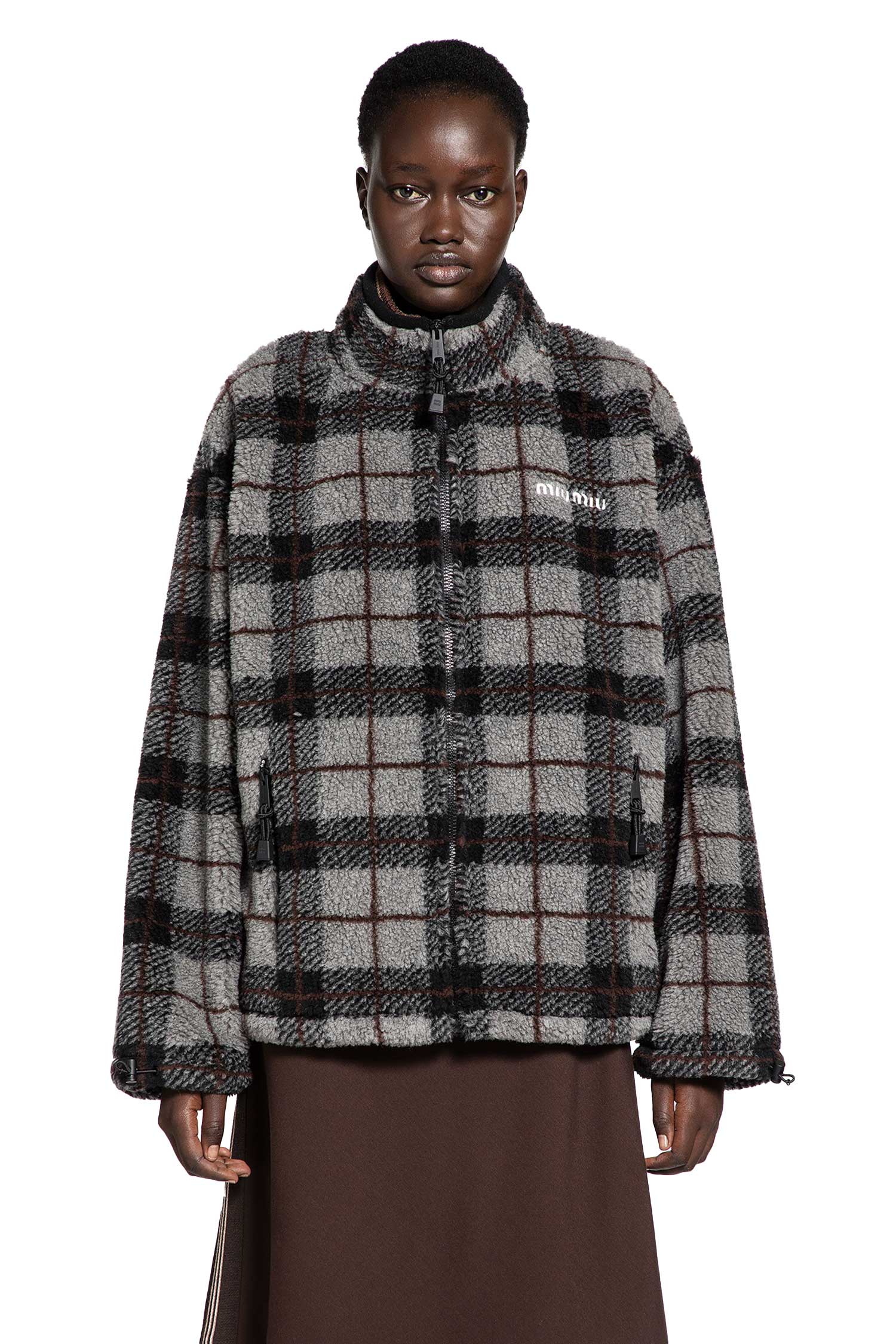 Check Fleece Zip-Up Jacket