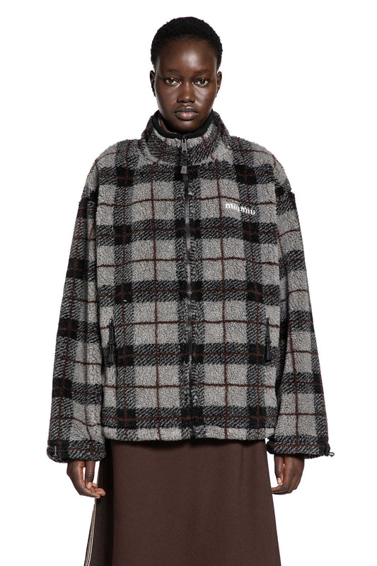 Check Fleece Zip-Up Jacket