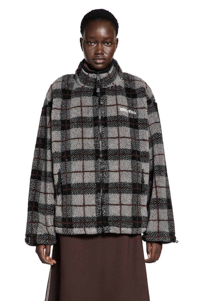 Check Fleece Zip-Up Jacket