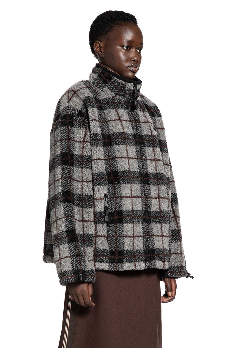 Check Fleece Zip-Up Jacket