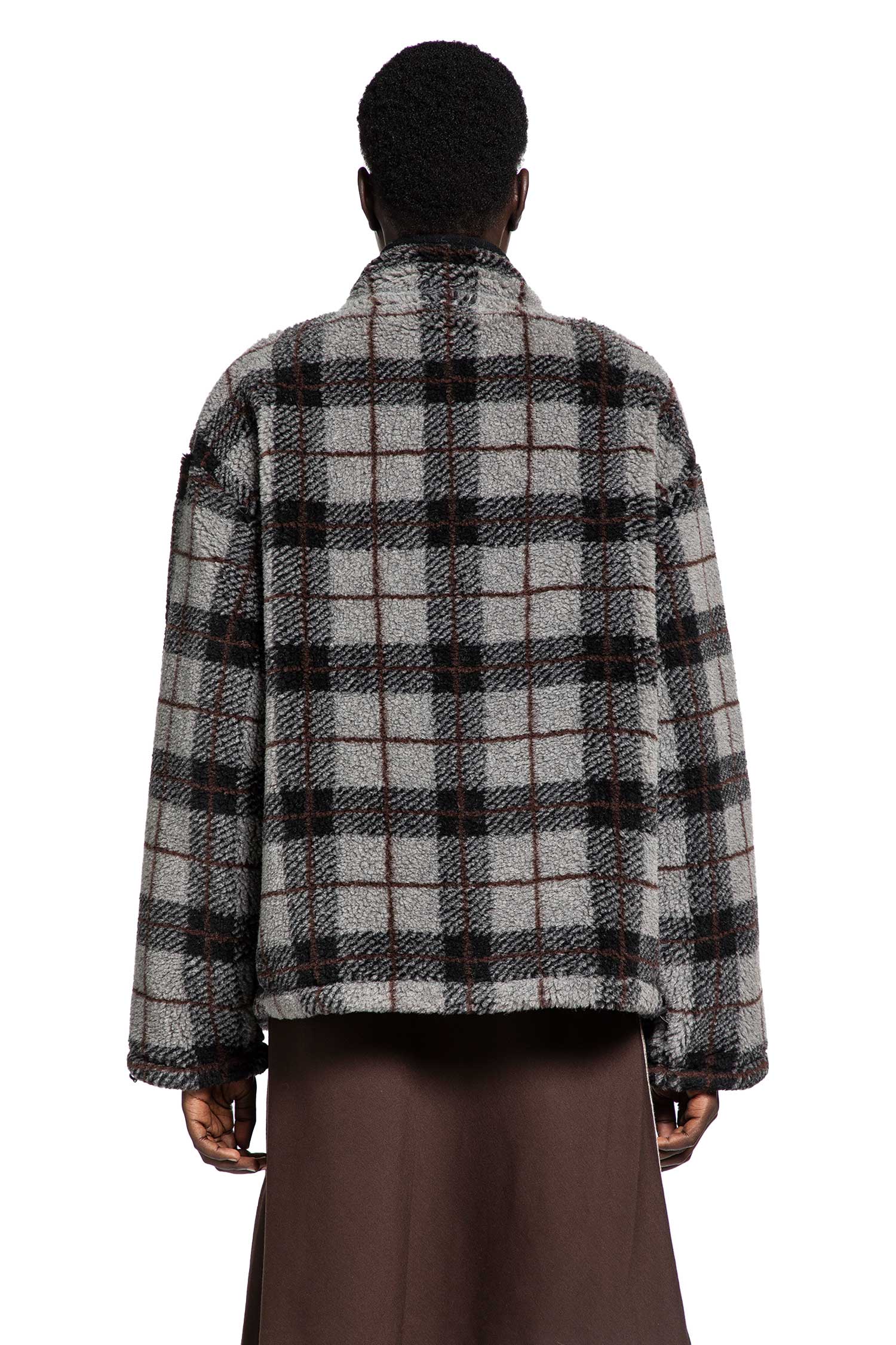 Check Fleece Zip-Up Jacket