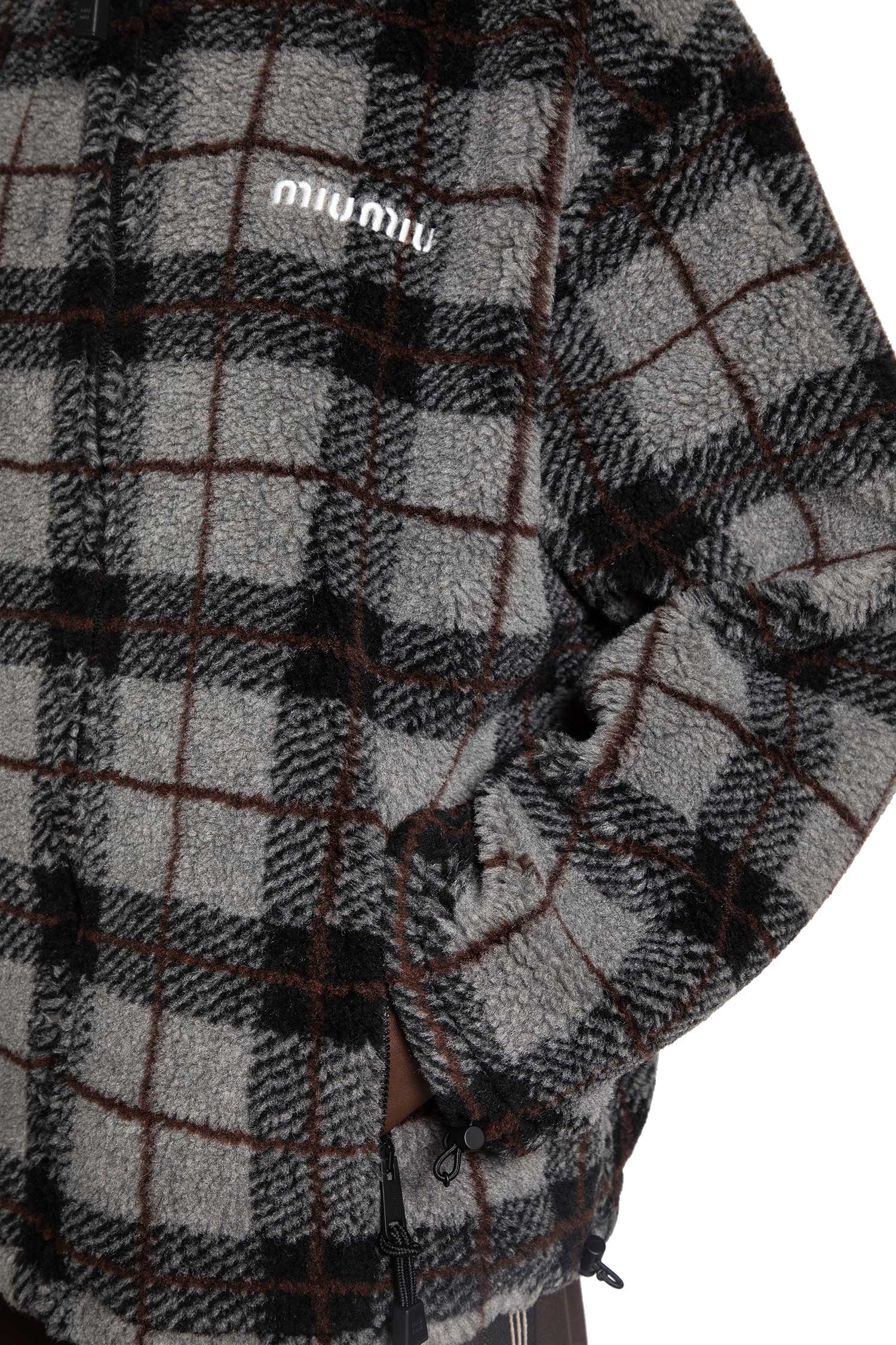 Check Fleece Zip-Up Jacket