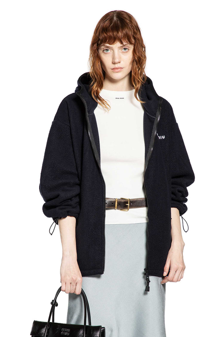 MIU MIU Fleece Zip-Up Hoodie woman