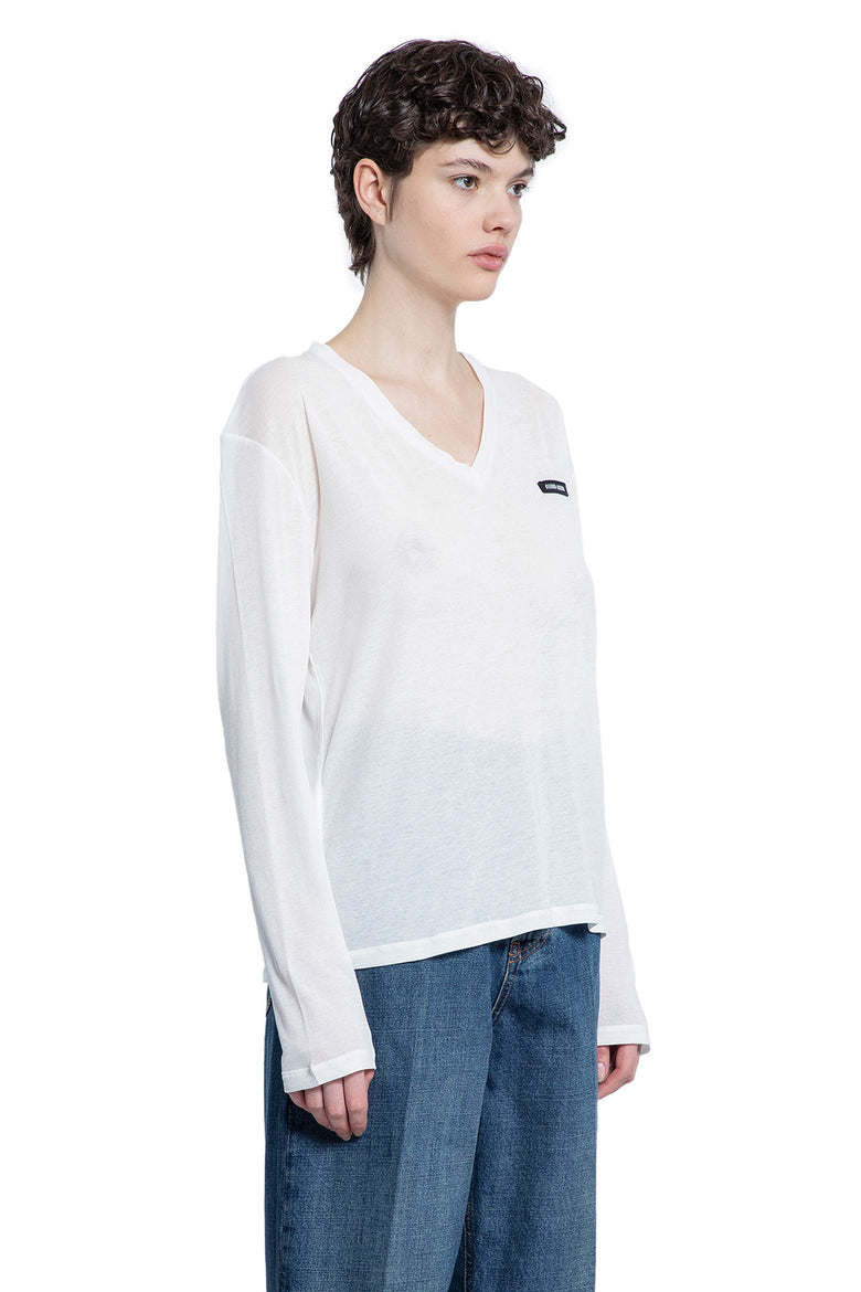 MIU MIU WOMAN WHITE T-SHIRTS & TANK TOPS