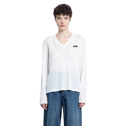 MIU MIU WOMAN WHITE T-SHIRTS & TANK TOPS