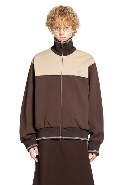 MIU MIU WOMAN BROWN SWEATSHIRTS