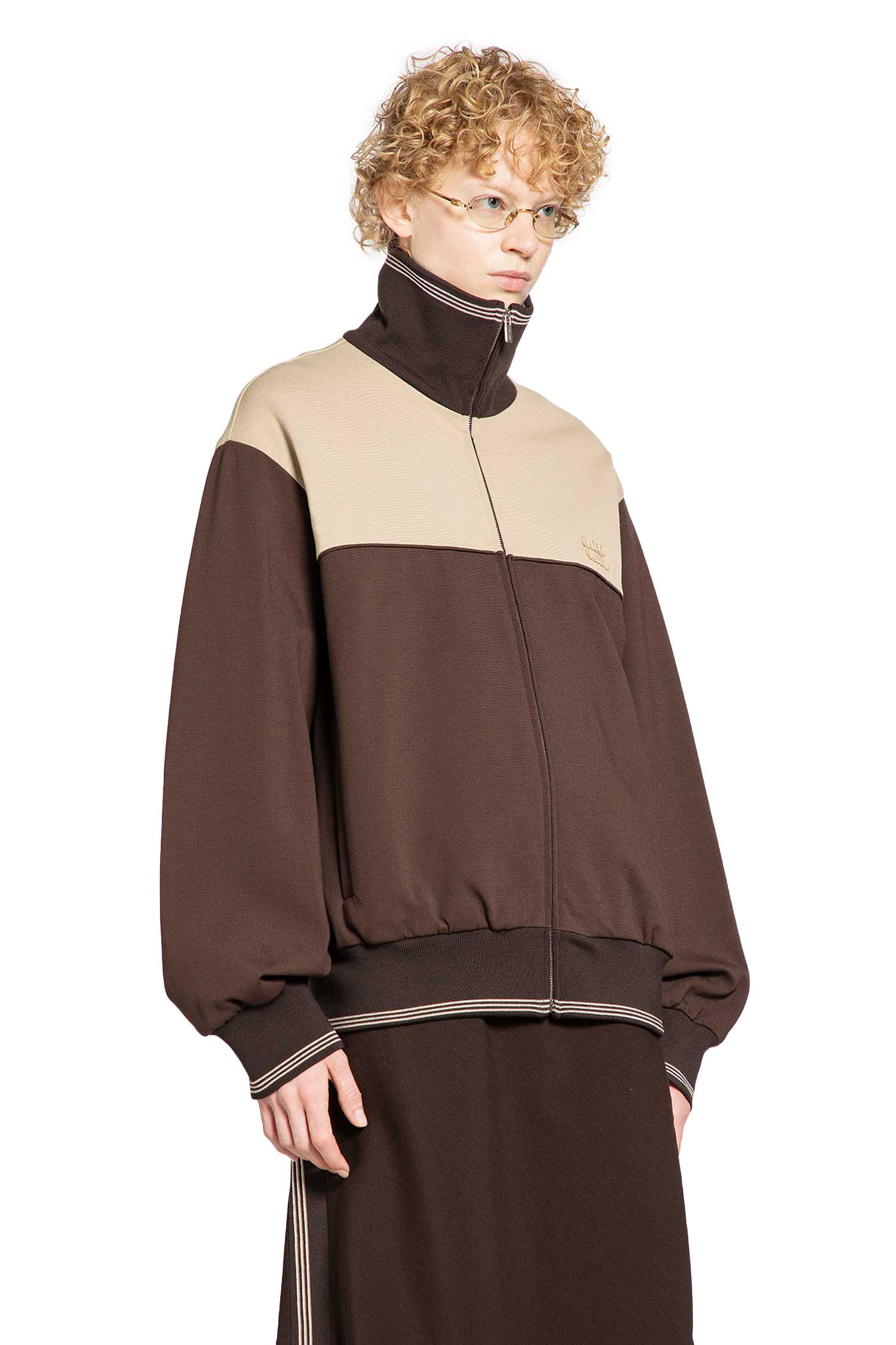 MIU MIU WOMAN BROWN SWEATSHIRTS