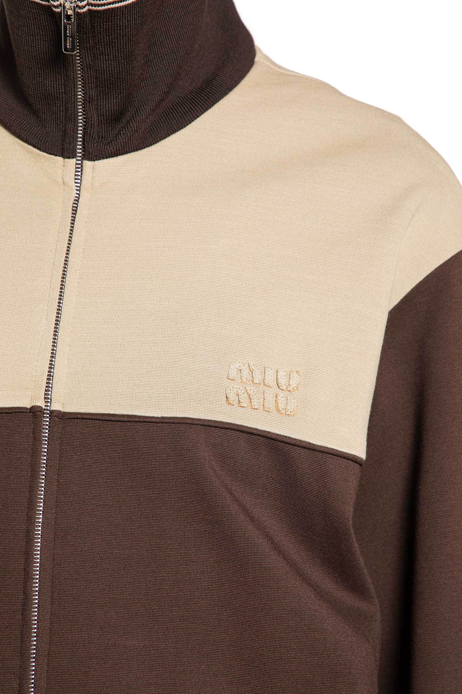MIU MIU WOMAN BROWN SWEATSHIRTS