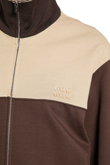 MIU MIU WOMAN BROWN SWEATSHIRTS