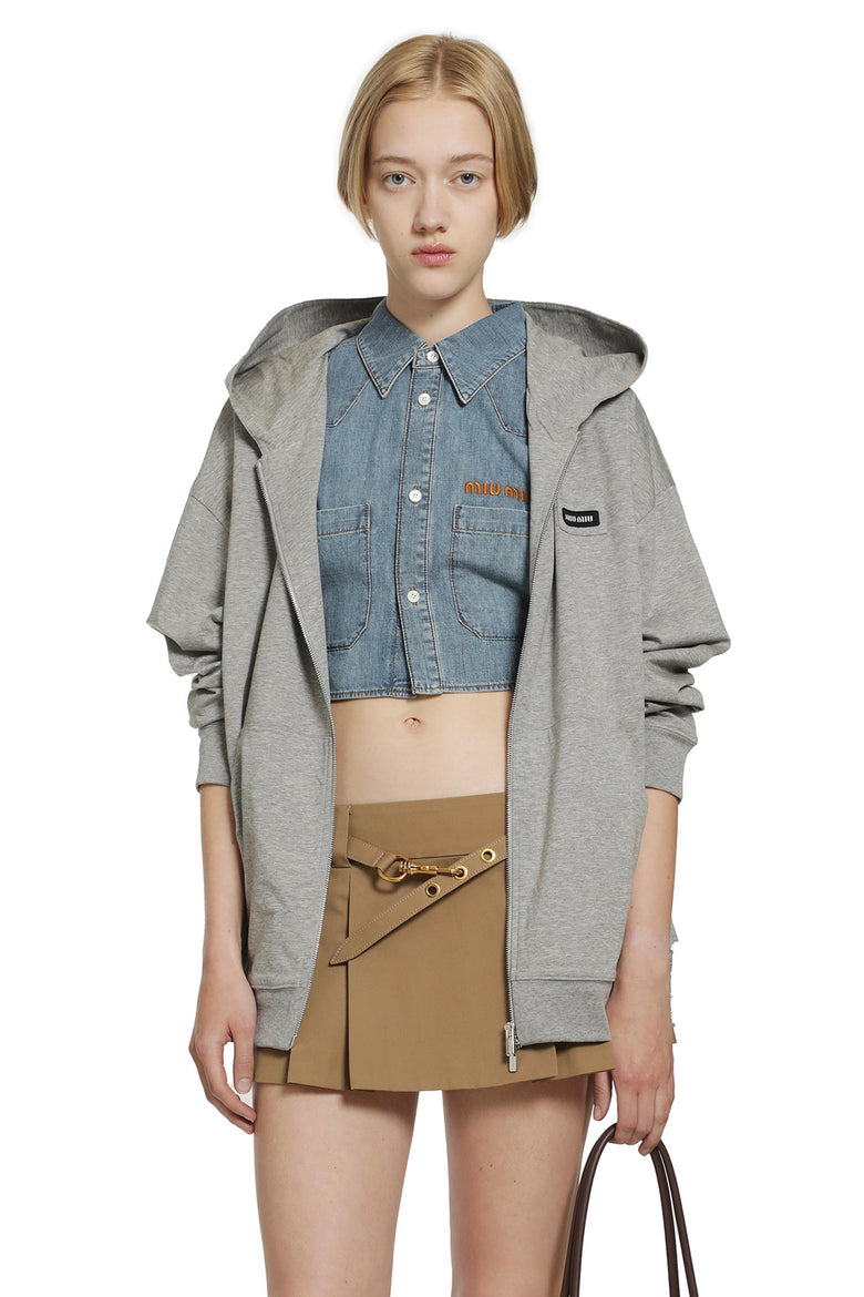 MIU MIU Cotton Jersey-Zip-Up Hoodie woman