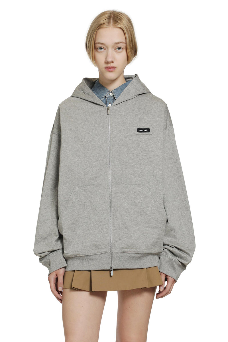 MIU MIU Cotton Jersey-Zip-Up Hoodie woman