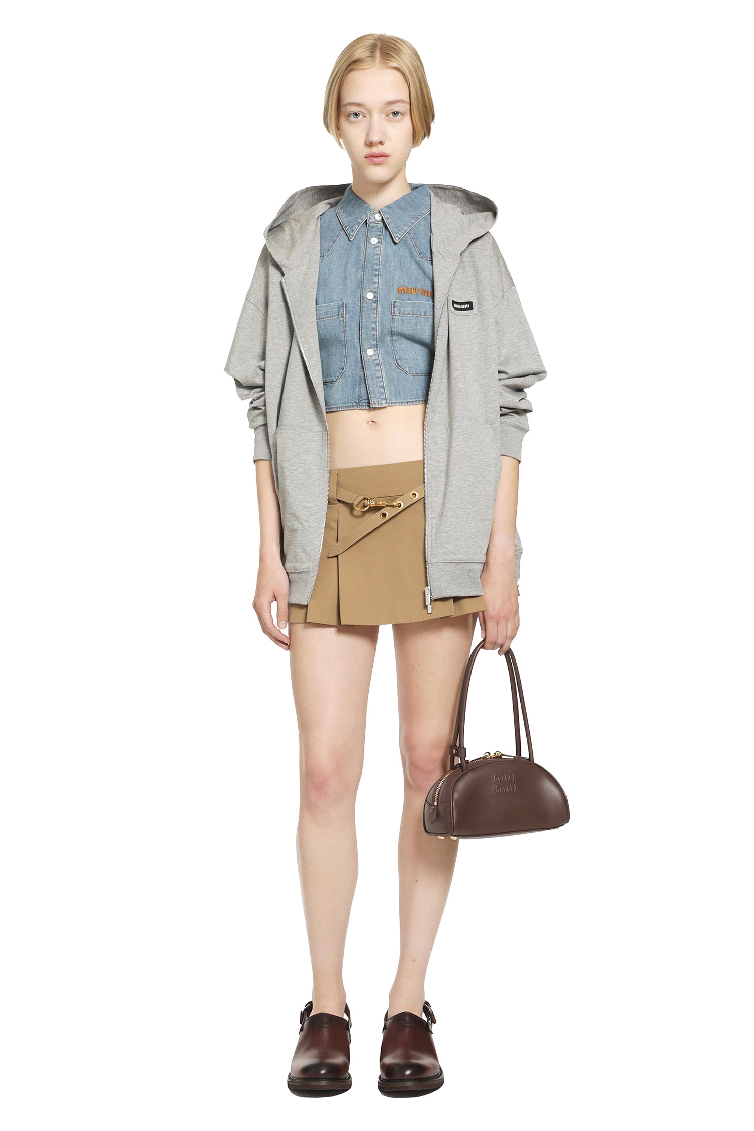 MIU MIU Cotton Jersey-Zip-Up Hoodie woman
