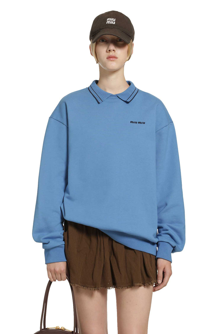 MIU MIU Cotton Fleece Polo Sweatshirt woman