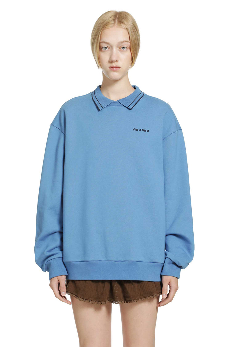 MIU MIU Cotton Fleece Polo Sweatshirt woman