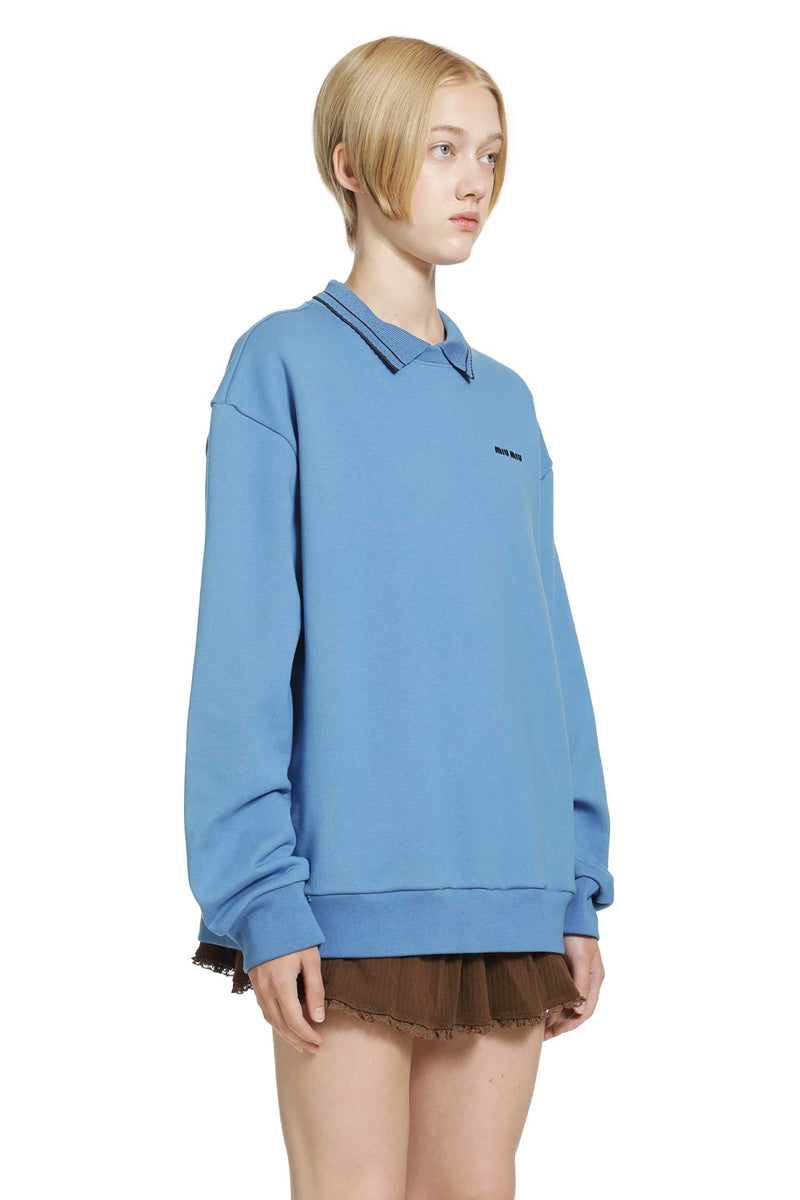 MIU MIU Cotton Fleece Polo Sweatshirt woman