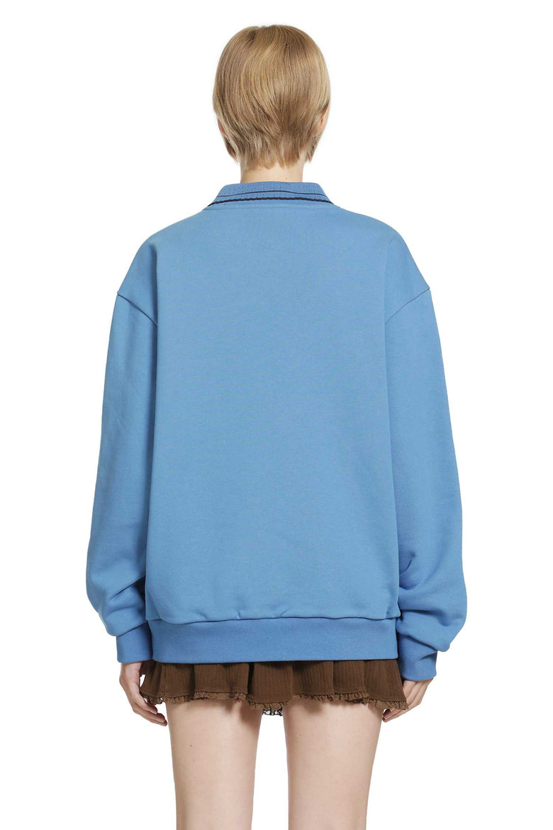 MIU MIU Cotton Fleece Polo Sweatshirt woman