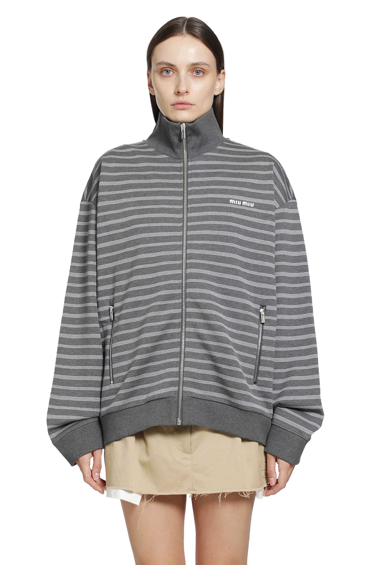 Striped Cotton Fleece Jacket