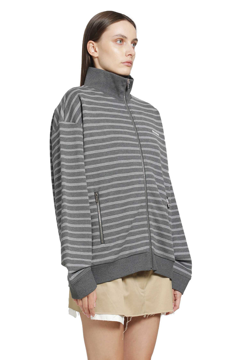 MIU MIU Striped Cotton Fleece Jacket woman