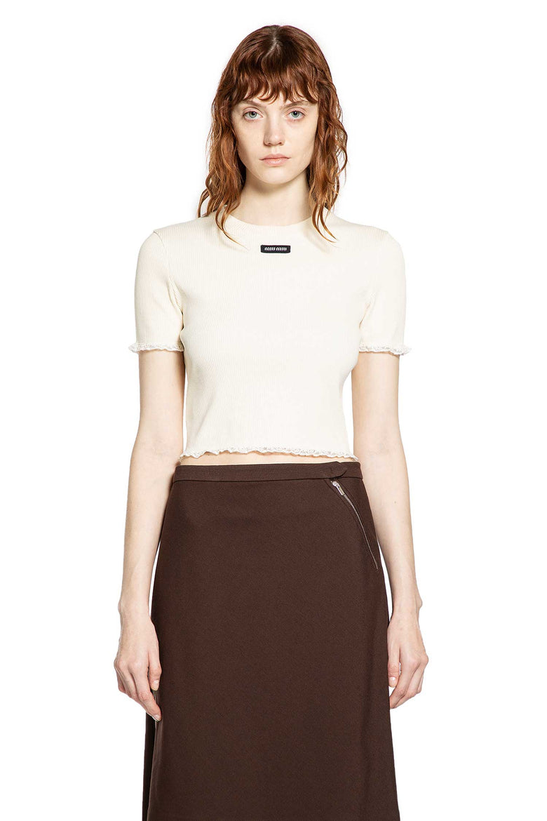 Cotton Rib and Lace Crop Top